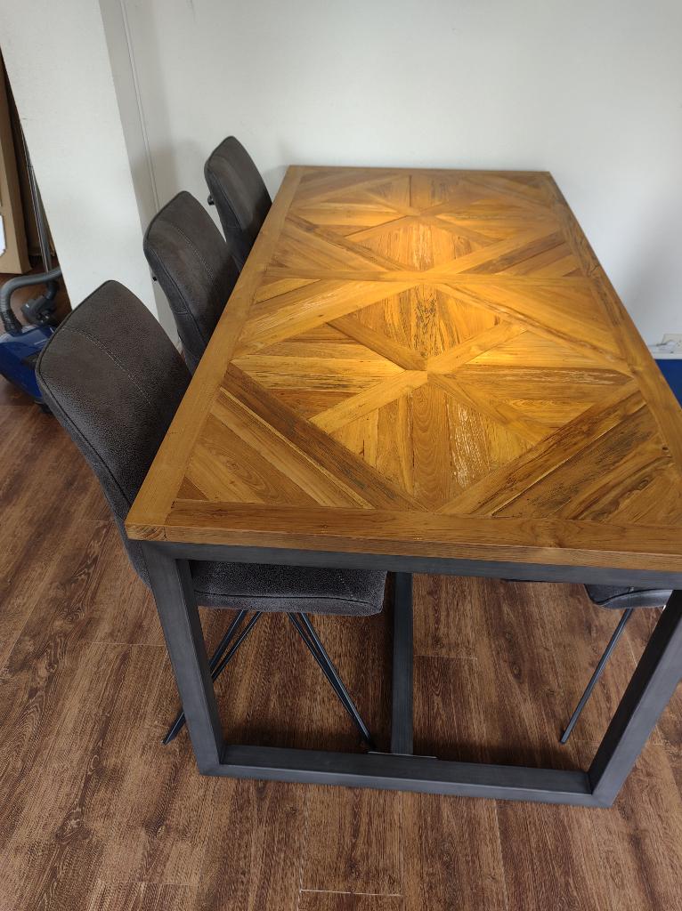 Mascio gerecycelde Teak tafel, Ophalen, Gebruikt, Teakhout, 50 tot 100 cm