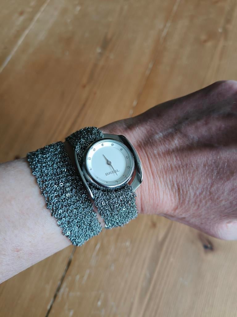 Breil Dameshorloge Zilverkleurig met Lange Band, Sieraden, Tassen en Uiterlijk, Horloges | Dames, Staal, Staal, Polshorloge, Ophalen of Verzenden