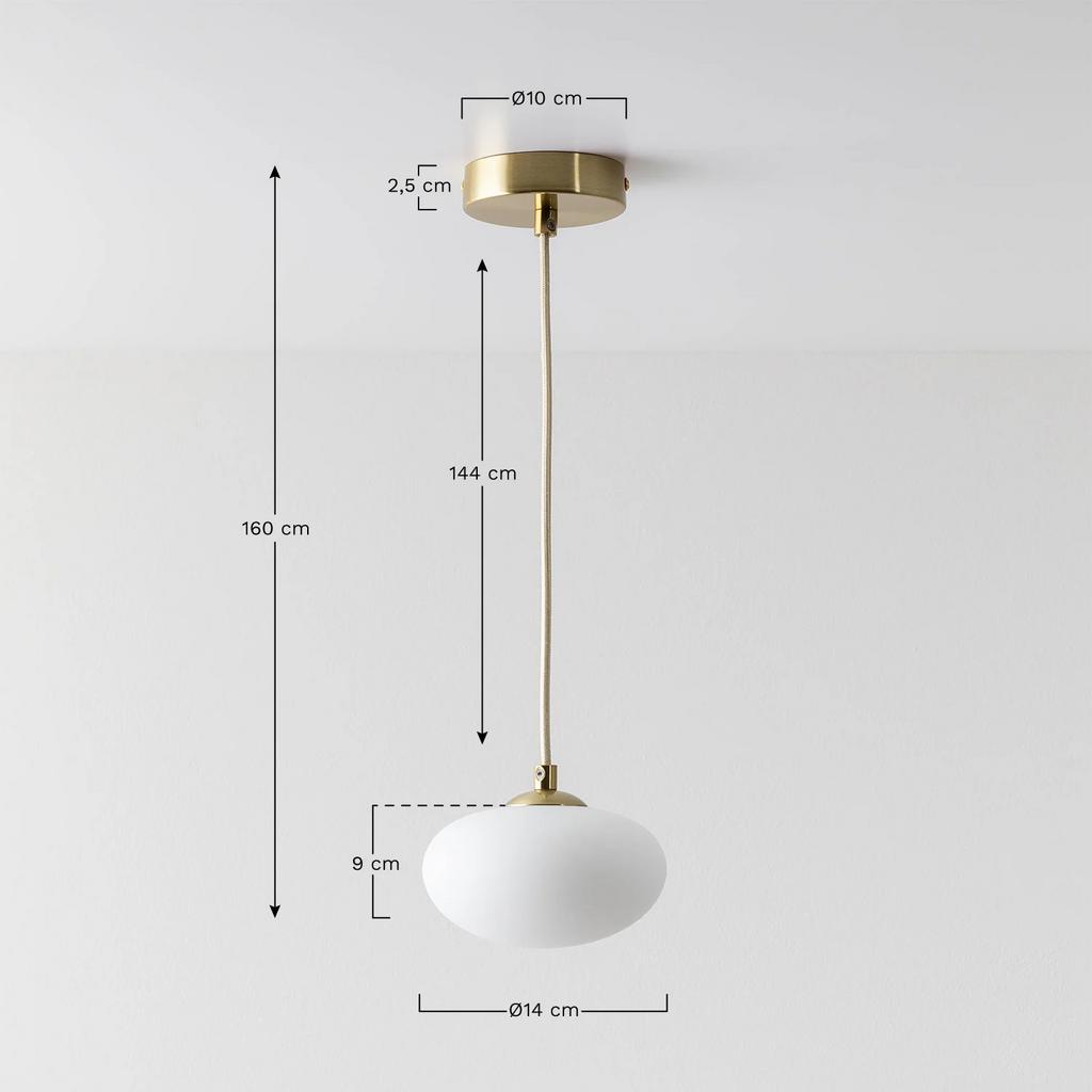 Sklum Marliene hanglamp met gouden rozet en melkglas bol, Ophalen, Nieuw, Glas, 75 cm of meer