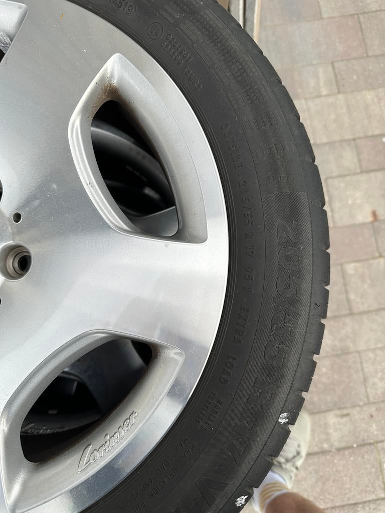 Originele 17” Lorinser velgen zomerbanden voor Mercedes A/B, Auto-onderdelen, Gebruikt, Banden en Velgen, 17 inch, Personenwagen