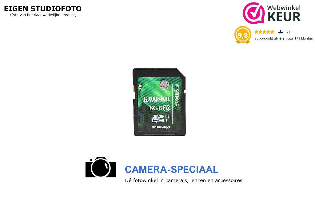 Kingston 8GB SD geheugenkaart, SD, Verzenden, 8 GB, Zo goed als nieuw