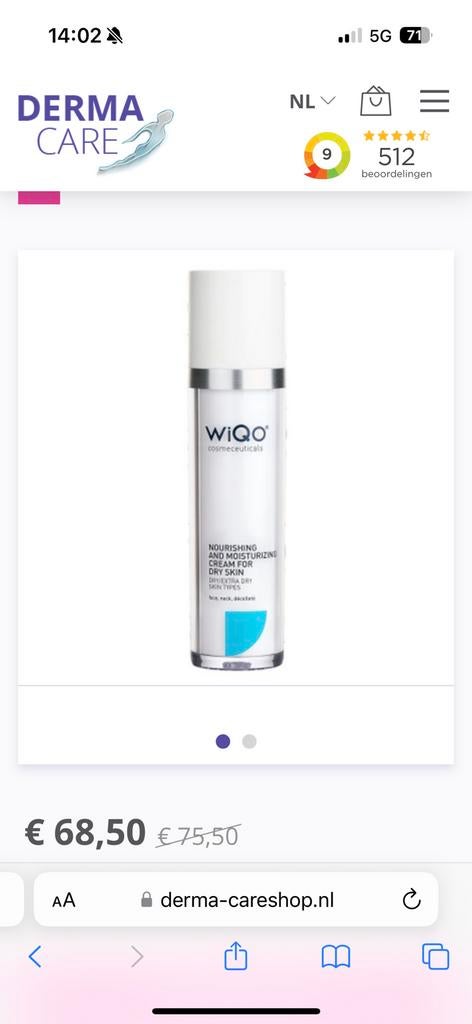 Wiqo post-dry creme, Ophalen, Zo goed als nieuw