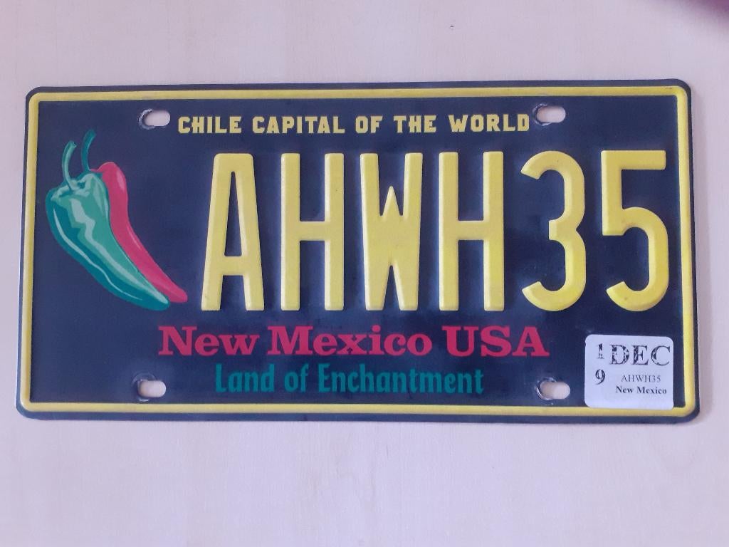 Kentekenplaat New Mexico Amerika usa., Verzamelen, Automerken, Motoren en Formule 1, Ophalen of Verzenden, Gebruikt, Auto's