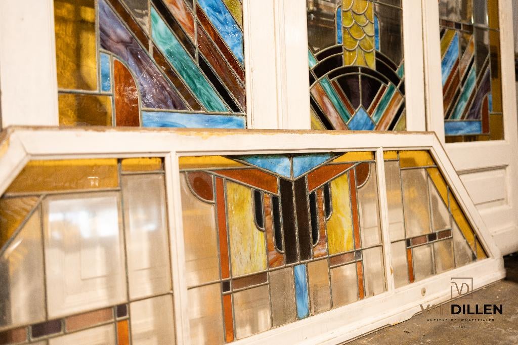 100+ oude ensuite - schuifdeuren glas in lood A kwaliteit!, Gebruikt, 120 cm of meer, Binnendeur, Ophalen of Verzenden