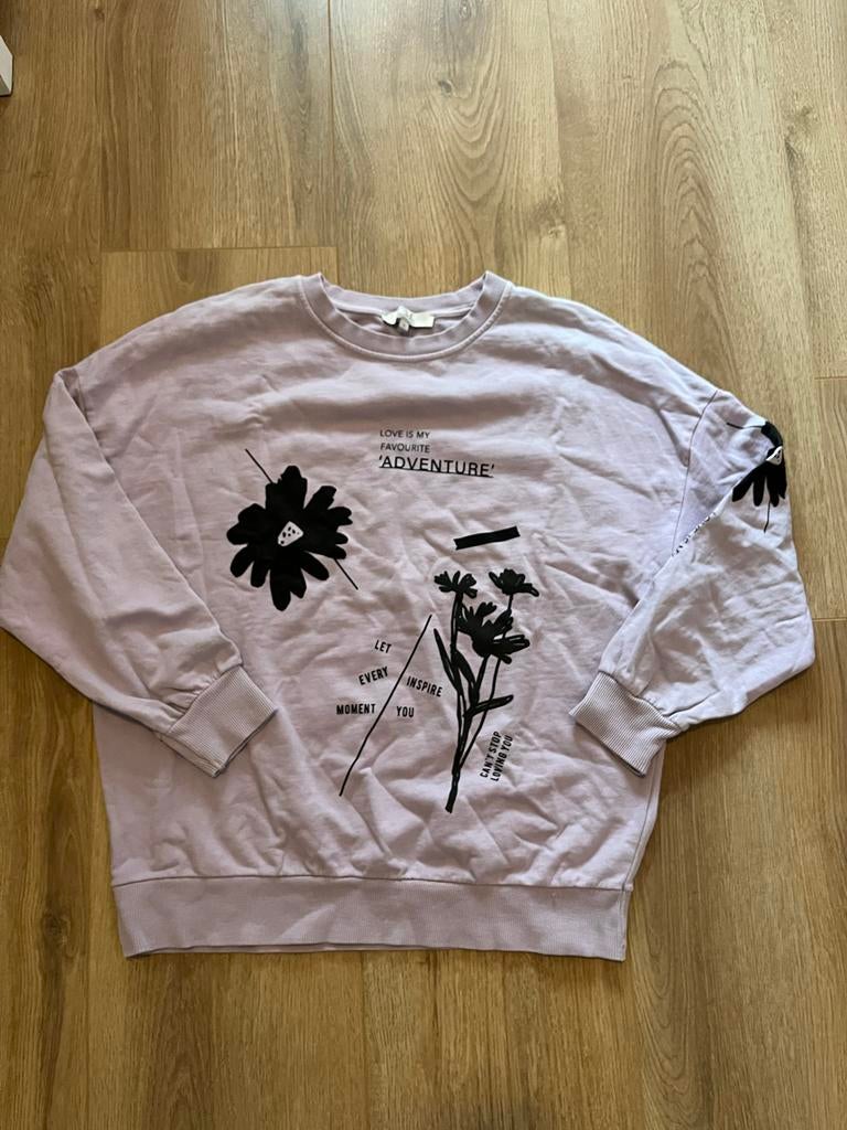 Paarse trui met print., Paars, Ophalen of Verzenden, Zo goed als nieuw, Lange mouw