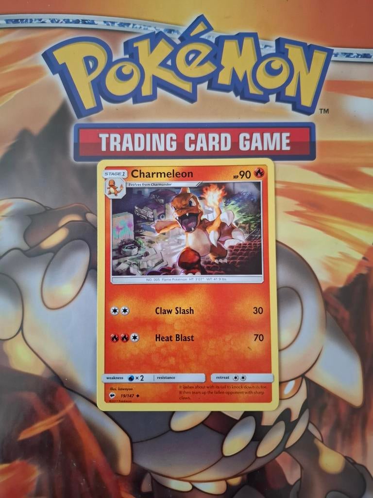 Charmeleon 19/147 Sun&moon Burning Shadows pokemon kaart, Ophalen of Verzenden, Zo goed als nieuw, Losse kaart