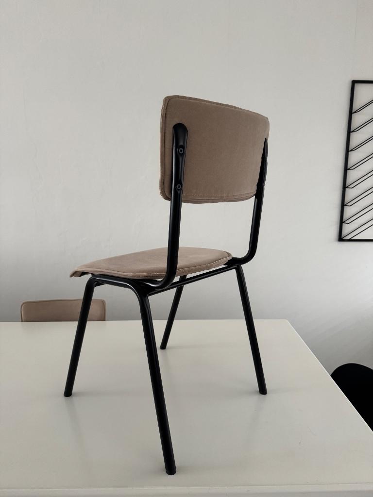 Velvet stoelen, beige, zwart, Huis en Inrichting, Stoelen, Ophalen, Overige kleuren, Zo goed als nieuw, Vier