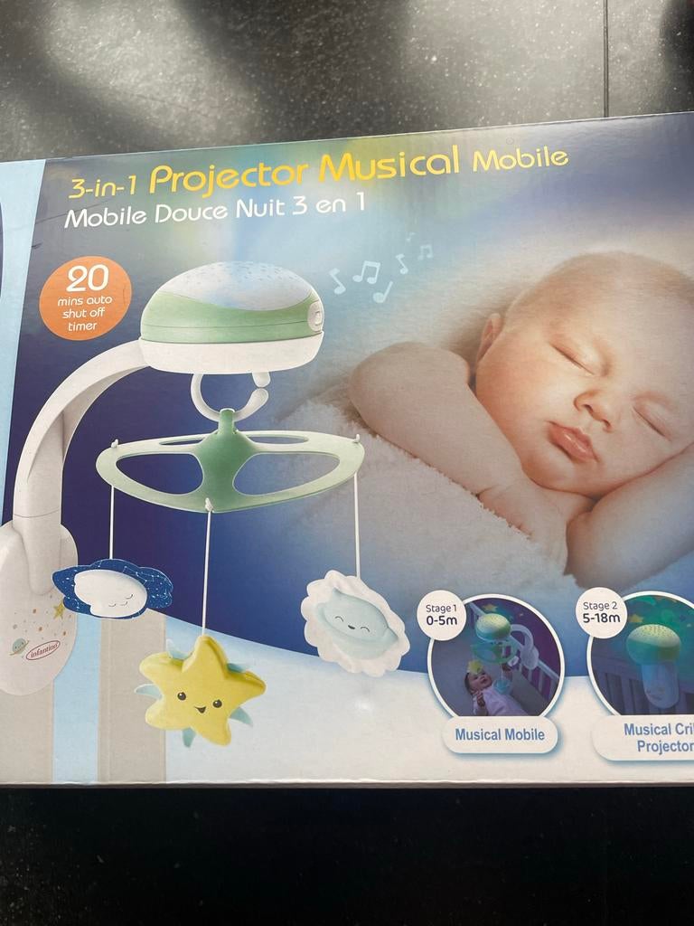 3 in 1 projector licht en muziek mobile, Ophalen of Verzenden, Zo goed als nieuw, Mobiel, Met licht