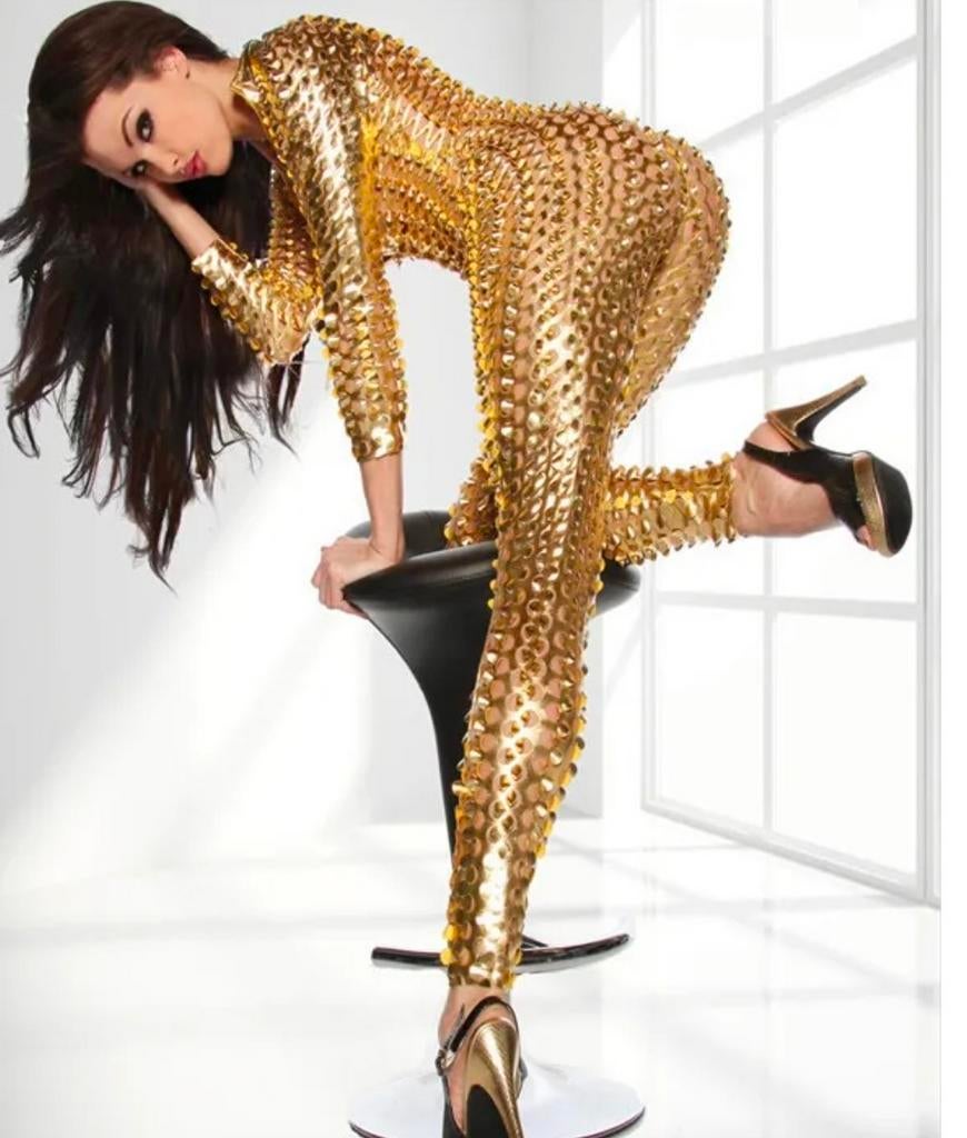 Lak catsuit met 3-weg rits, maat S, nieuw, Overige typen, Bruin, Verzenden, Nieuw