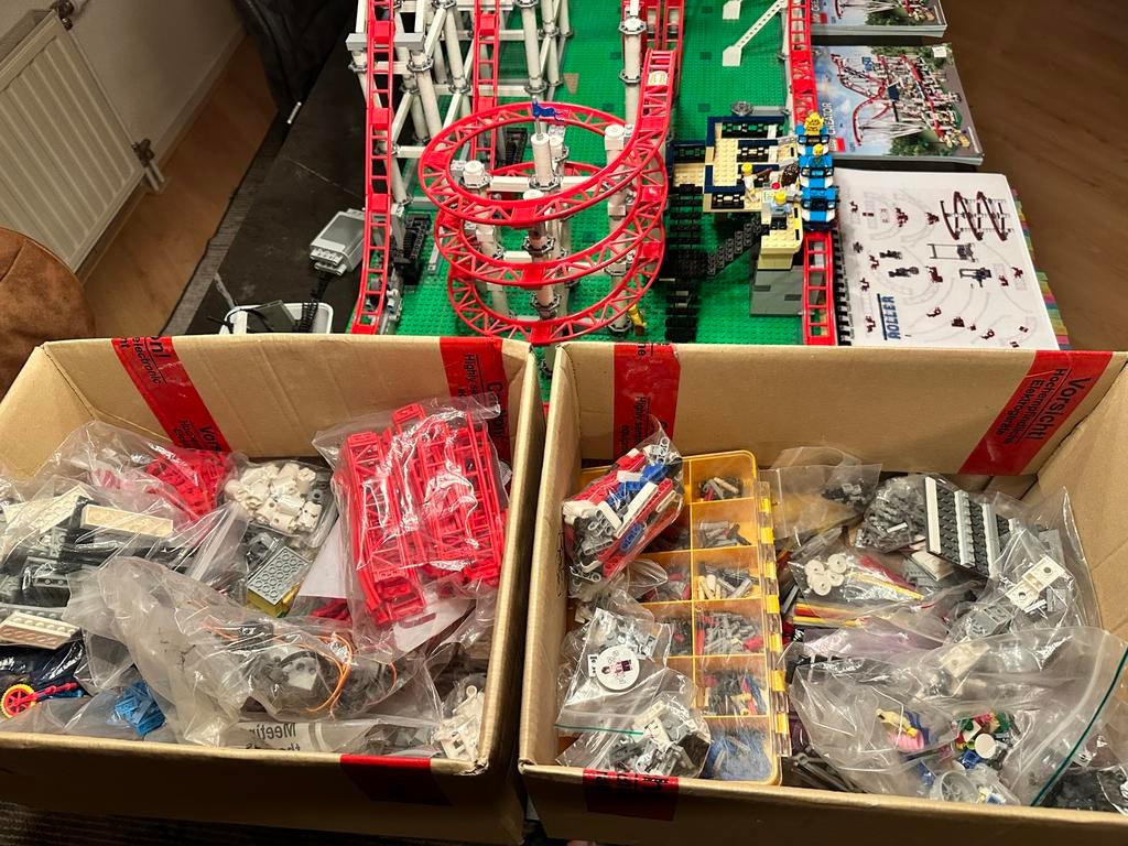 Lego achtbaan met loopings. Set Lego 10261, 2x +veel extras, Ophalen, Gebruikt, Complete set, Lego