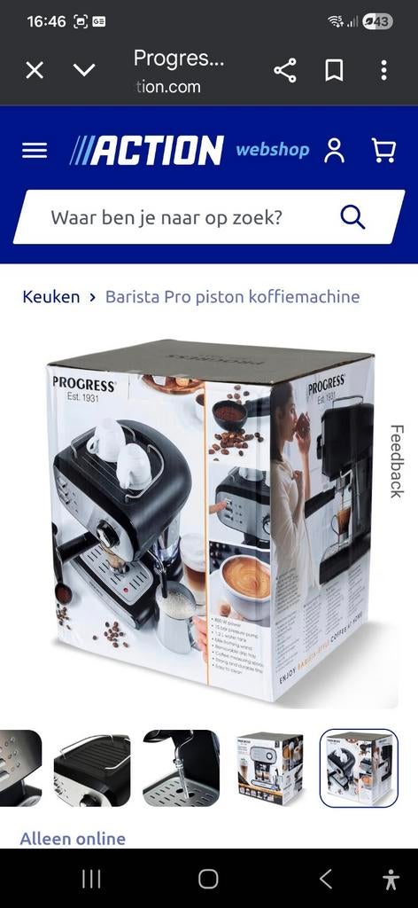 Progress Koffiemachine - Zo goed als nieuw, Ophalen of Verzenden, Zo goed als nieuw, Koffiemachine, Gemalen koffie