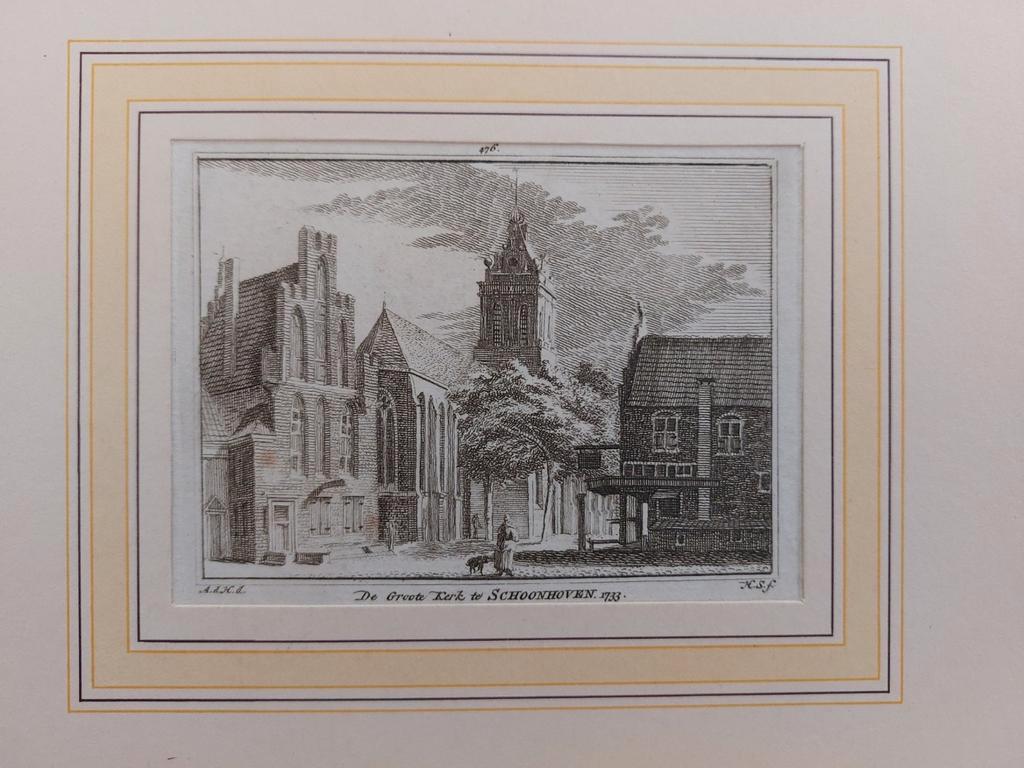 476 / De grote kerk te Schoonhoven Gravure van H. Spilman, Ophalen of Verzenden