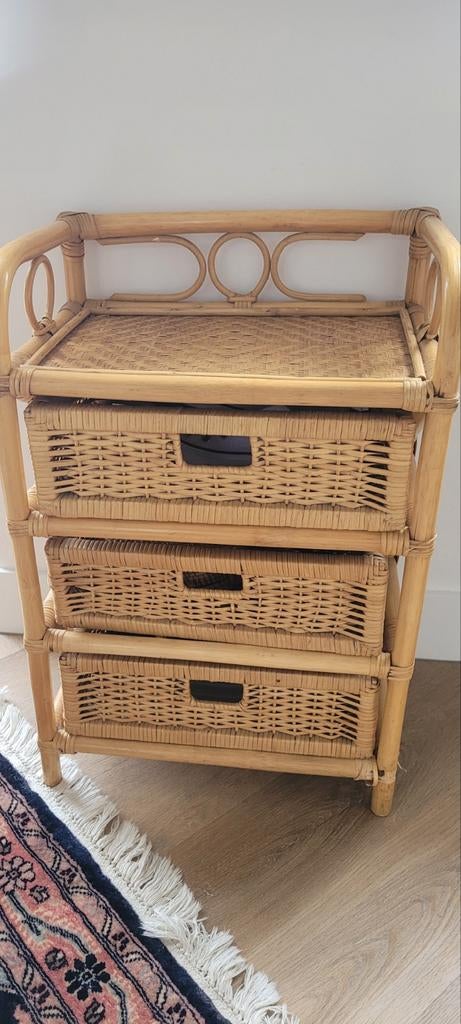 Rotan ladekast 3 lades, Huis en Inrichting, Ophalen, 50 tot 100 cm, Zo goed als nieuw, 3 of 4 laden