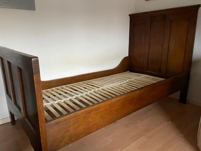 Vintage eenpersoonsbed, Ophalen, Eenpersoons, Bruin, Vintage - antiek