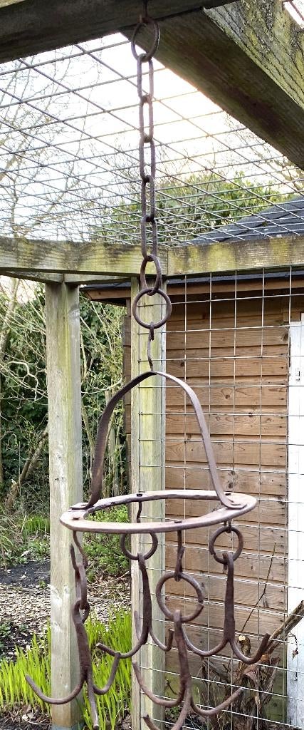 Oude Wildhaak - brocante landelijk wildkroon smeedijzer, Ophalen of Verzenden