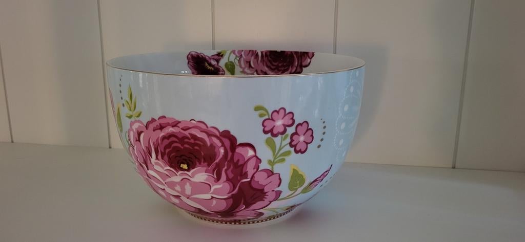Pip Studio Floral Saladekom Blauw, Porselein of Keramiek, Schaal, Rond, Ophalen of Verzenden
