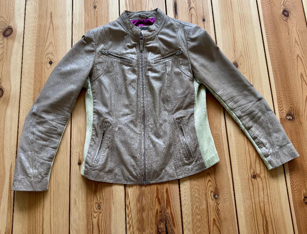 AIM leren jas - Bruin / Beige Leer - maat XL (maat 42), Beige, Maat 42/44 (L), Ophalen of Verzenden, Zo goed als nieuw