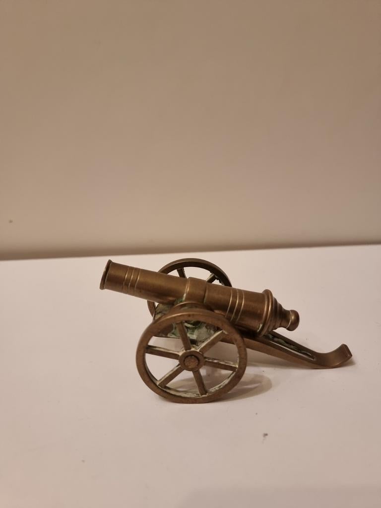 Decoratief messing kanon - Vintage miniatuur, Antiek en Kunst, Ophalen of Verzenden