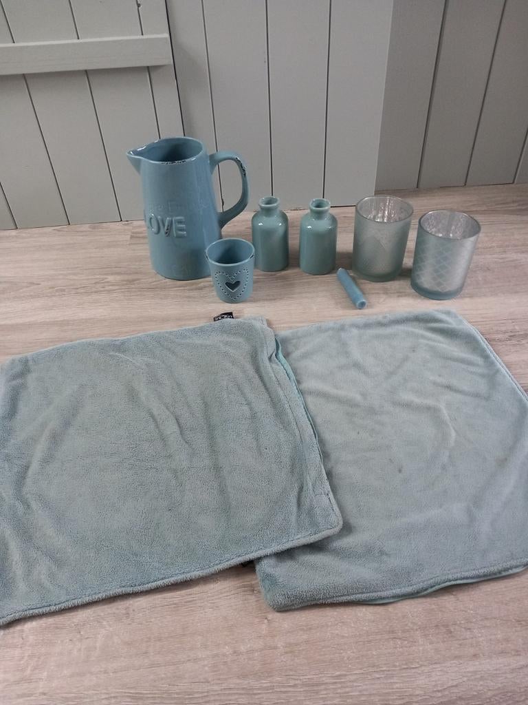 Set woonaccessoires ijsblauw, Ophalen of Verzenden, Zo goed als nieuw