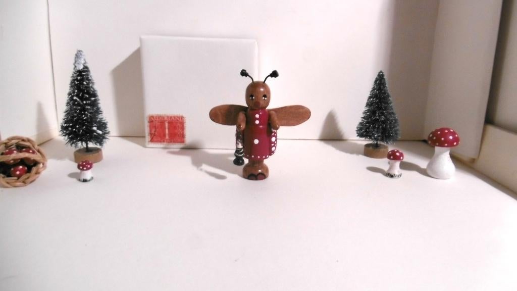 Oud houten speelgoed popje engel kerstengel poppenhuis, Verzenden