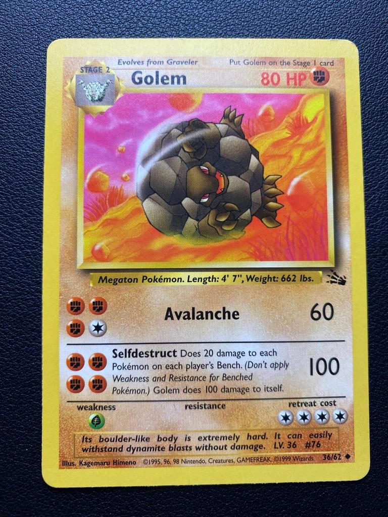 Golem - Fossil - 36/62 - Pokemon kaart, Ophalen of Verzenden, Zo goed als nieuw