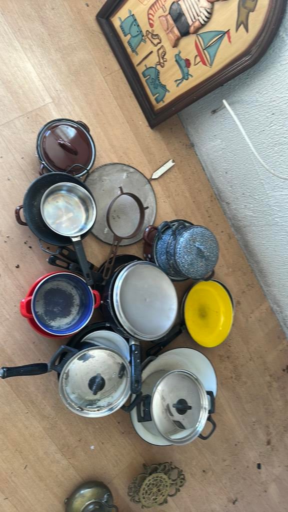 Verzameling oude pannen, Ophalen, Zo goed als nieuw, Rvs, Pannenset