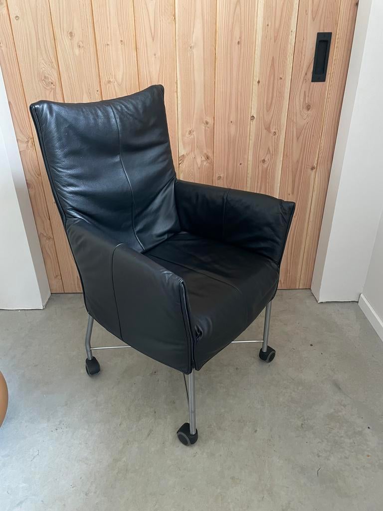 Zwarte leren montis chaplin stoelen, Ophalen, Gebruikt, Zwart, Leer
