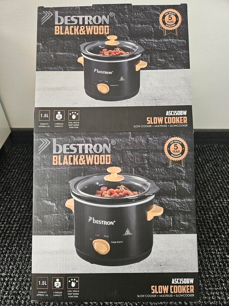 Bestron Black & Wood Slowcooker 1.5L - Nieuw in doos, Ophalen of Verzenden, Nieuw