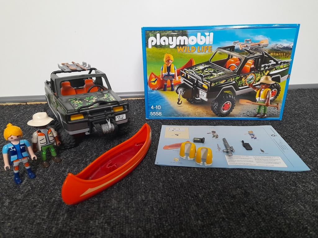 Playmobil Wild Life 5558 - Jeep met kano en figuren, Ophalen of Verzenden, Zo goed als nieuw, Complete set