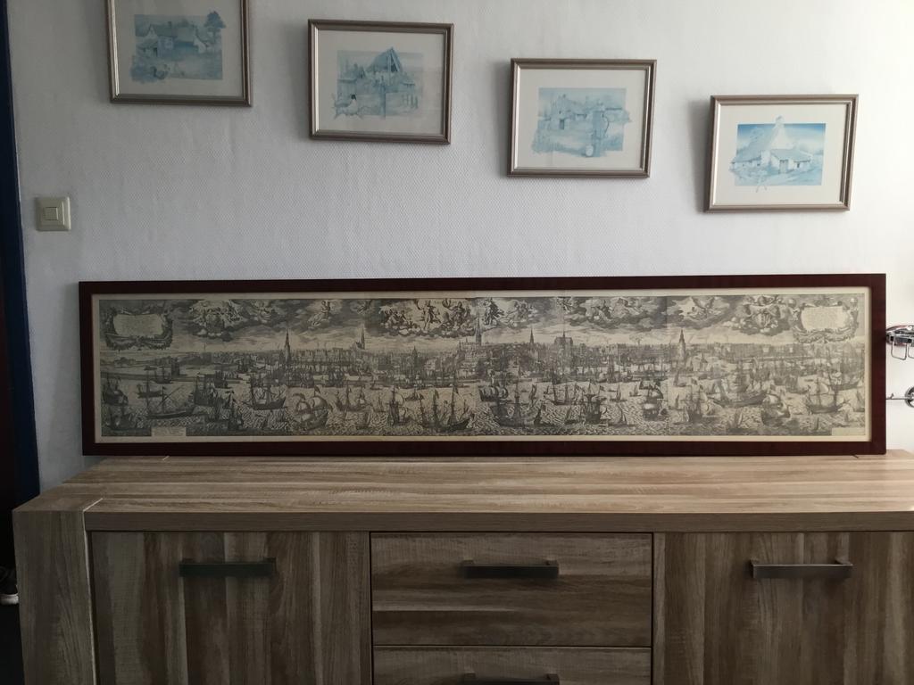 Schilderij Amsterdam, 190 bij 42 cm, Antiek en Kunst, Ophalen, Stadsgezicht