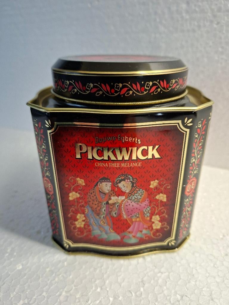 VINTAGE THEEBLIK DOUWE EGBERTS PICKWICK CHINA THEEMELANGE, Verzamelen, Blikken, Ophalen of Verzenden, Zo goed als nieuw, Thee