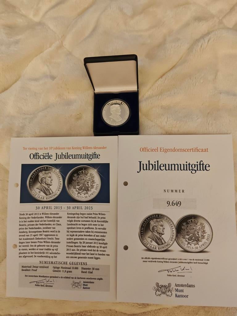 10 jarig koning jubileummunt, nieuw, Postzegels en Munten, Munten | Nederland, Ophalen, Koningin Beatrix, Euro's