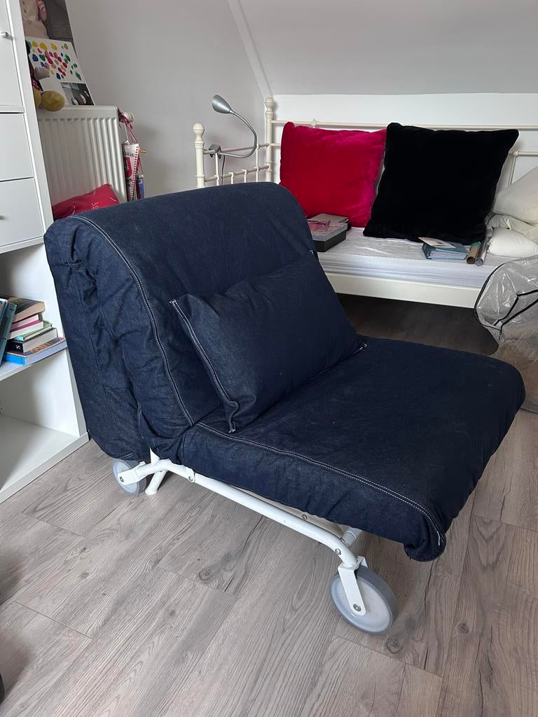 Fauteuil Jeanslook - eenpersoons logeerbed op wielen, Ophalen, Gebruikt, 90 cm, Eenpersoons