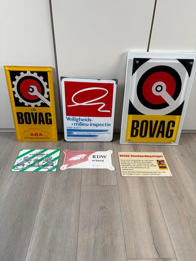 Mooie set garagebedrijf wandborden RDW,Bovag en VVN, Verzenden, Zo goed als nieuw, Reclamebord
