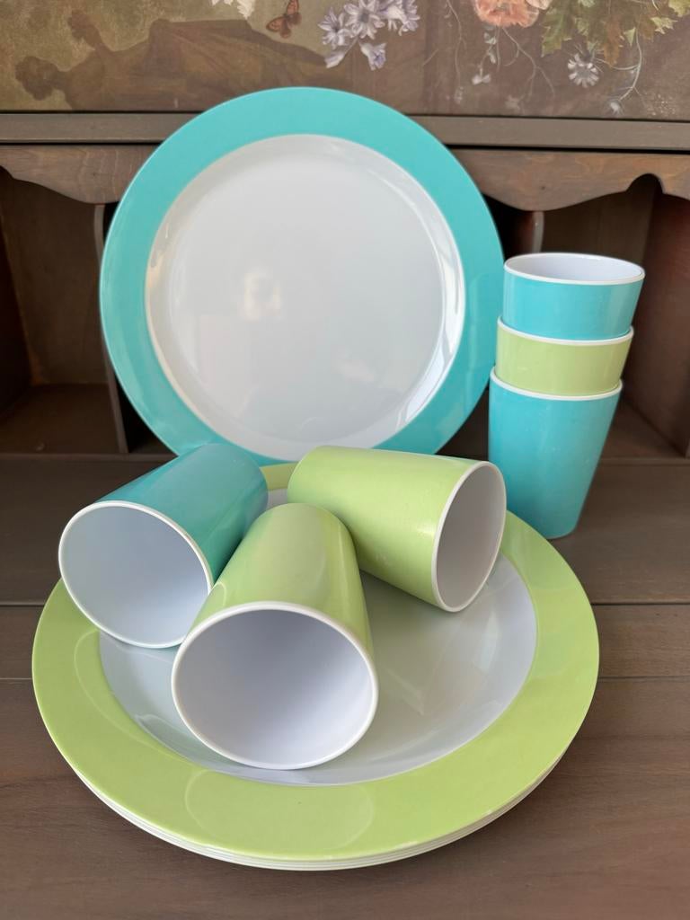 Mooi Melamine lichtgewicht servies, 6 personen, Ophalen of Verzenden, Zo goed als nieuw
