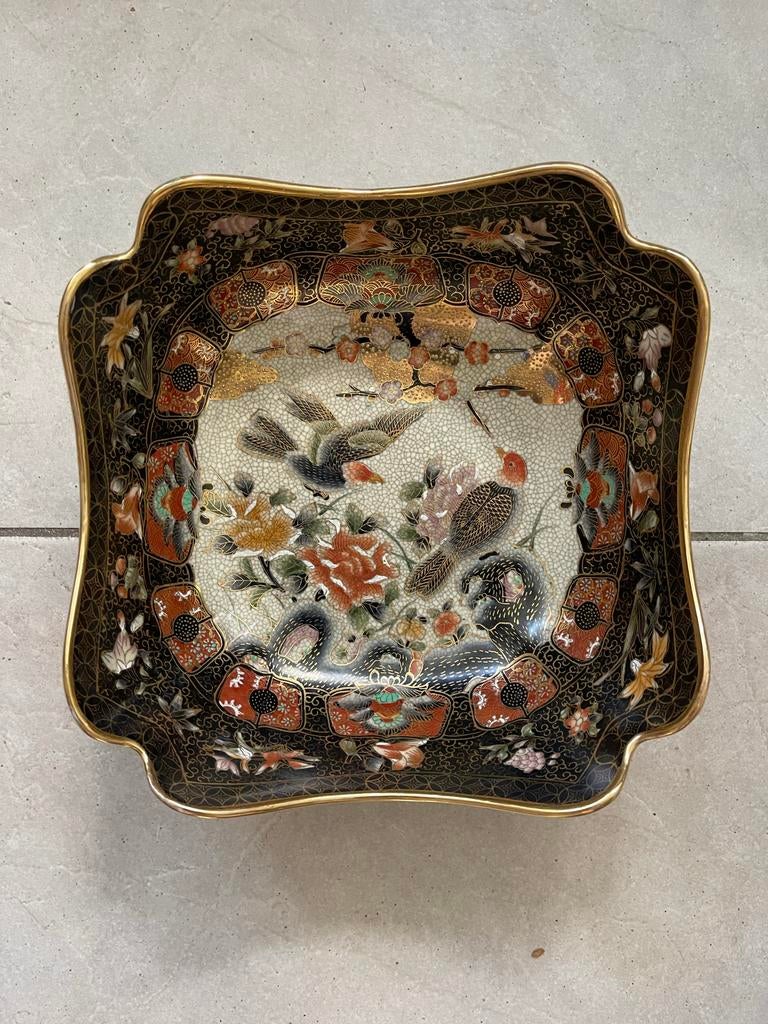 Antieke Japanse Satsuma schaal met vogels en bloemen, Antiek en Kunst, Ophalen of Verzenden