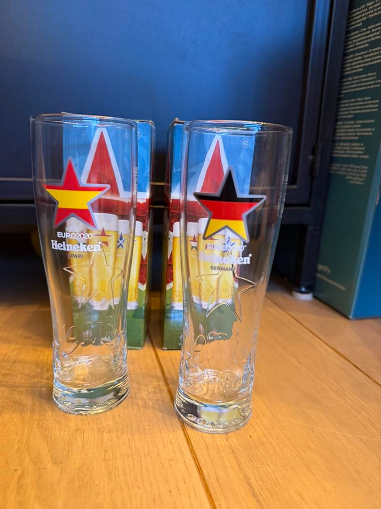 Twee heineken Euro2020 glazen Spanje en Duitsland, Ophalen, Nieuw, Bierglas