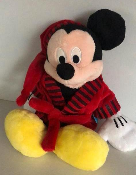 Mickey mouse knuffel disney met badjas, Ophalen of Verzenden, Mickey Mouse, Zo goed als nieuw, Knuffel