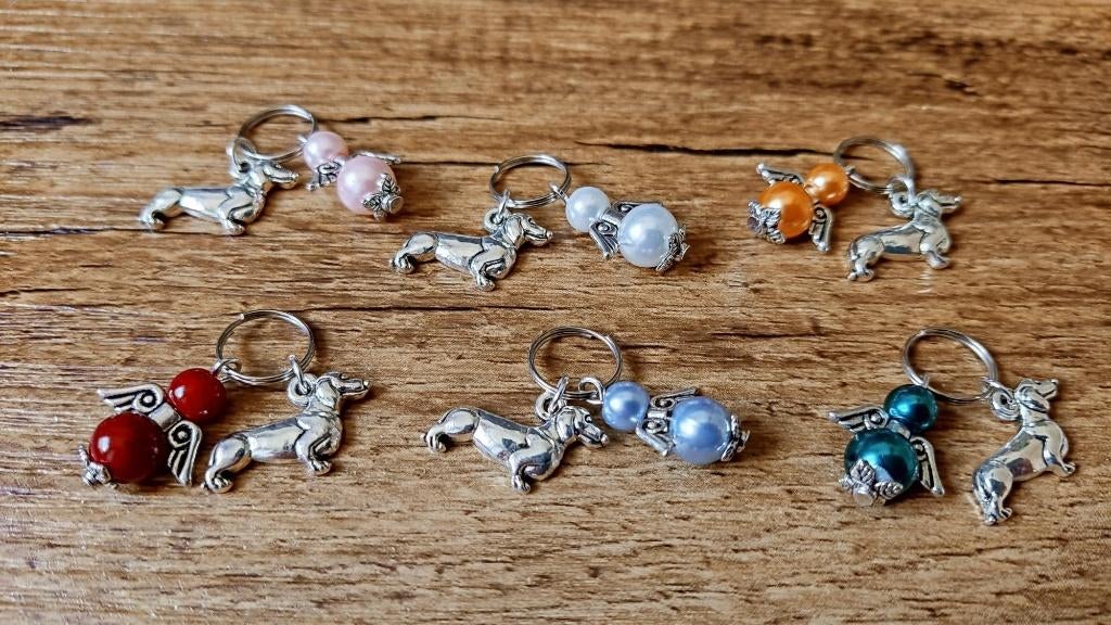 Tas/Sleutel Hanger Teckel A penning halsband beschermengel, Verzenden, Nieuw, Overige kleuren, Handtas