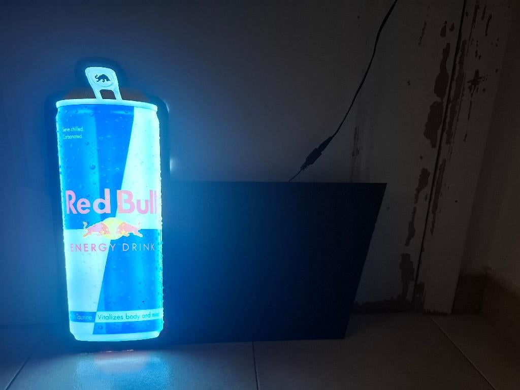 Zeldzame lichtreclame Redbull met schrijfbord, Verzamelen, Merken en Reclamevoorwerpen, Nieuw, Lichtbak of (neon) lamp, Ophalen of Verzenden