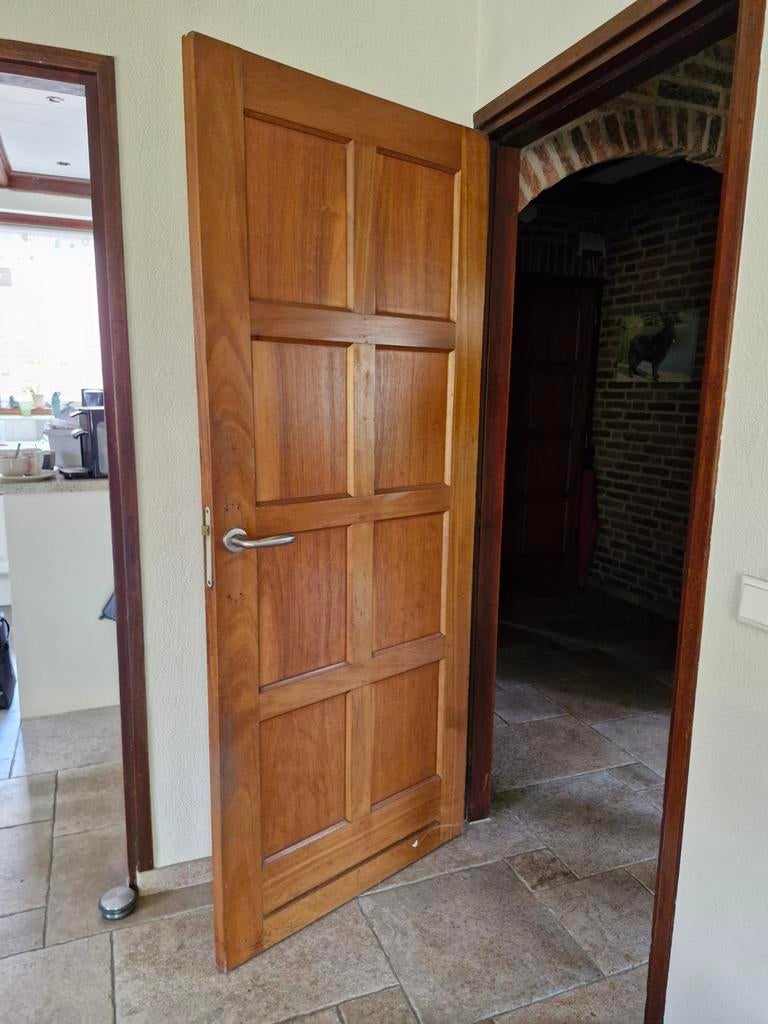 5 hardhouten deuren, waarvan 1 met glas, Doe-het-zelf en Verbouw, Deuren en Horren, Ophalen, Glas, Binnendeur, 200 tot 215 cm
