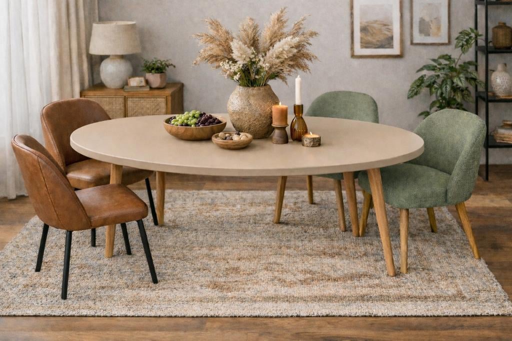 Japandi Eettafel & Salontafel set - Maatwerk, Japandi, 100 tot 150 cm, Overige materialen, Nieuw