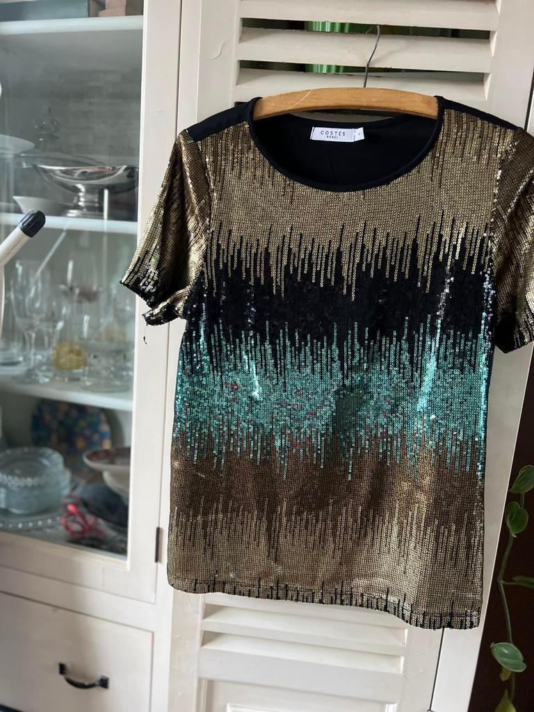 Mooi glitter t shirt, Ophalen of Verzenden, Zo goed als nieuw, Zwart, Korte mouw