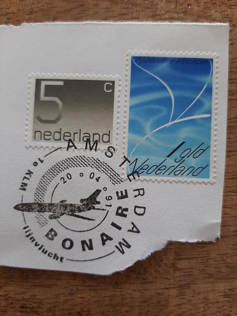 1991 Nederland met stempel vliegtuig 1e KLM vlucht Bonaire, Verzenden, Gestempeld