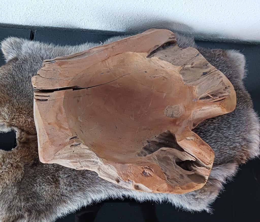 Teak houten schaal, Huis en Inrichting, Woonaccessoires | Schalen en Manden, Zo goed als nieuw, Schaal, Overige vormen, Hout, Ophalen