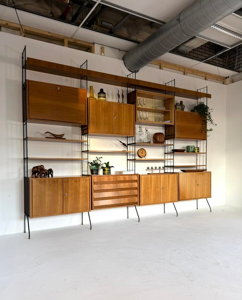 Vintage XL modulair wandsysteem, WK Möbel ‘60, Huis en Inrichting, Kasten | Wandmeubels, 200 cm of meer, Glas, 300 cm of meer
