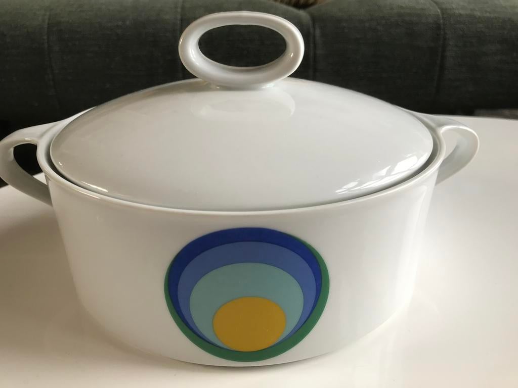 Vintage / retro schaal dekschaal met leuke retro print!, Ophalen of Verzenden