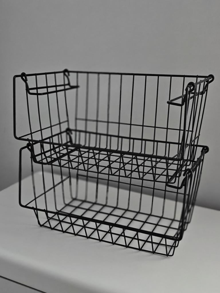 Stapelbare draad mandjes zwart Kwantum, Ophalen of Verzenden