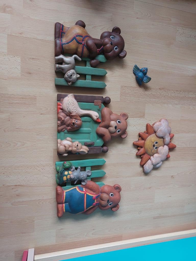 Keramiek  beren 3-luik met vogel, zon en wolken, Ophalen, Gebruikt