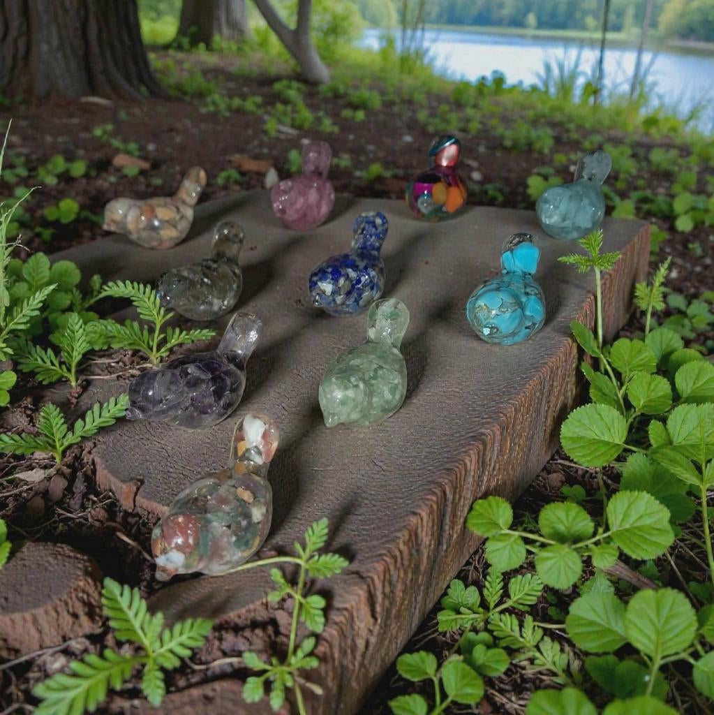 Diverse orgonite vogeltjes met mineraalstenen, Verzamelen, Mineralen en Fossielen, Ophalen of Verzenden, Mineraal